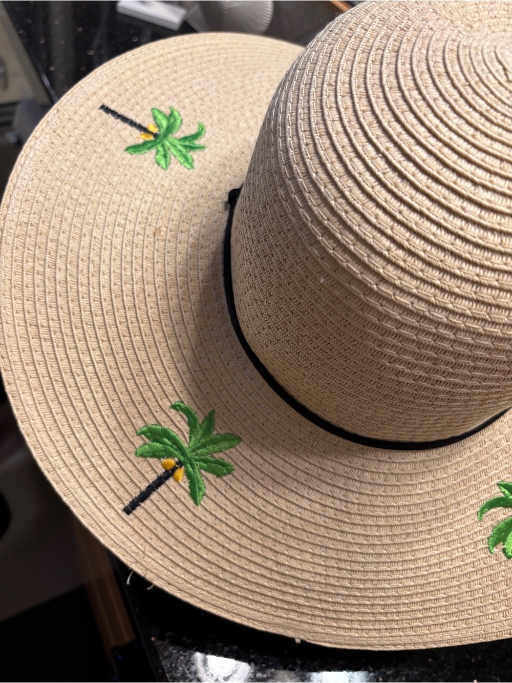 Marcus Adler Palm Tree Straw Summer Hat - wide brim - tropical